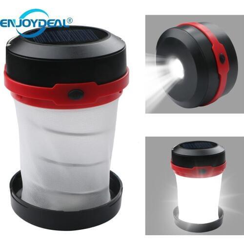 Collapsible Portable Solar LED Camping Light Outdoor Flashlight Mini Lamp with Handle Tour Tent Light Power Bank