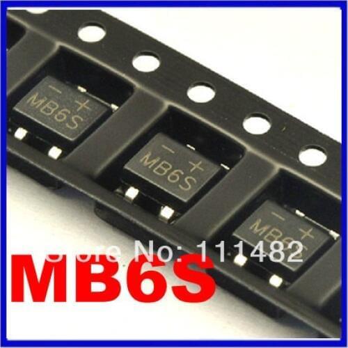 100pcs SMD MB6S 0.5A 600V Single Phases Diode Rectifier Bridge SOP-4