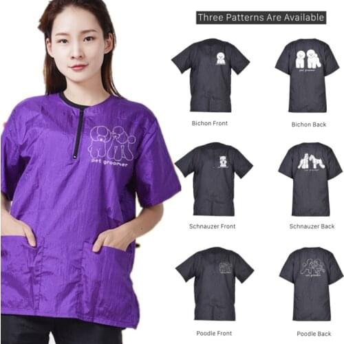 4 Colors Pet Shop Breathable Quick Drying Uniforms Men And Women Beauticians CleaningTop Work Clothes Custom LOGO G0202