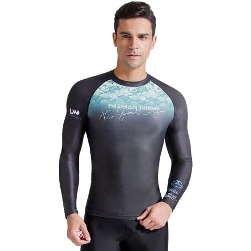 UPF50+ Surf Shirt Rashguard Men Long Sleeve Swimsuit Rash Guard Sun Protecton Swim Suit Sails Diving Snorkeling Clothes Wetsuit
