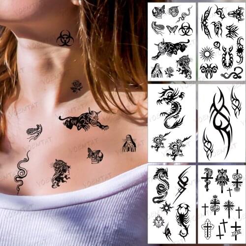 Waterproof Temporary Tattoo Sticker Lady Ghost Demon Shoulder Chest Neck Tatto Fake Tatoo Woman Man Child Small Flash Tattoos