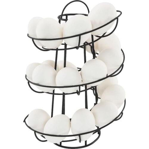 Iron Egg rack spiral storage rack Egg Skelter Deluxe Spiraling Dispenser Rack Basket Storage Space Up to 24 Kitchen rack