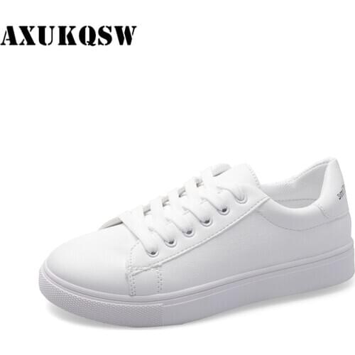 2021 New Spring Autumn Fashion Womens Tennis Shoes Casual Classic Solid Color PU Leather Flat heel Woman White Shoes Sneakers