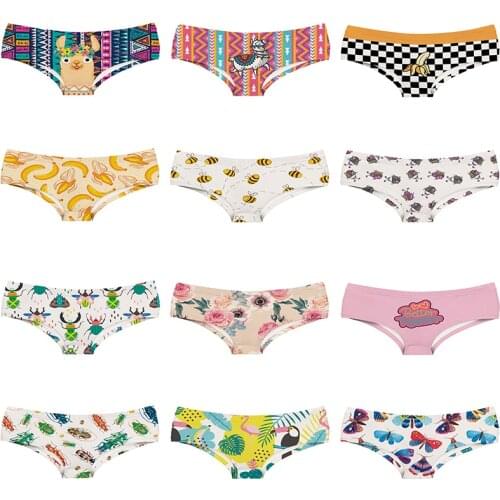 AZTEC Style Alpaca Pattern Women Panties Small Fresh Bee Beetle Butterfly Girl Briefs Rainforest Banana Board Lady Underwear