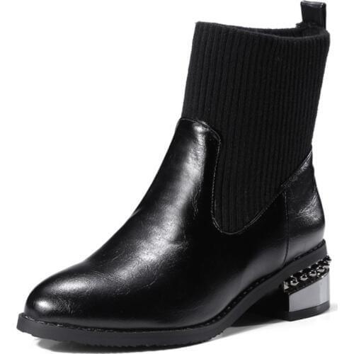 Women Winter Boots Woman Shoes Ankle Keep Warm Round Toe Slip On Platform Med Heel Wedges Black Grey 2019 New Fashion