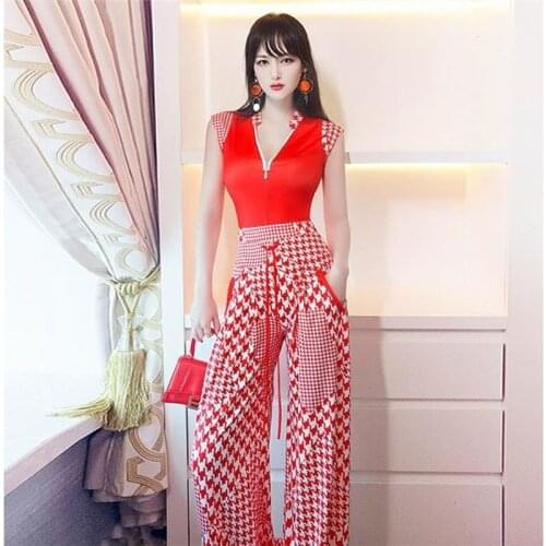 2pcs Tweed Women Elegant Dress Suit Set Lady Office Wear Slim Sleeveless V-Neck Top Wide Leg Pants