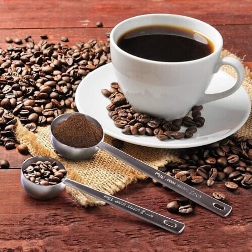 2 Pack Coffee Scoop Stainless Steel Coffee Measuring Scoop Long Handle Spoon for Coffee Milk Powder Tea 15 Ml 30 Ml