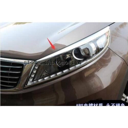 ABS Chrome Head Light Lamp Cover Trim New 2Pcs\set exterior for 2011 -2015 For Kia Sportage