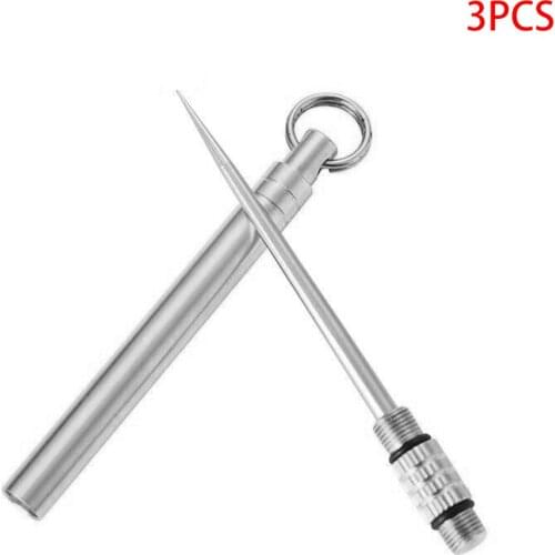 3 Pieces Toothpick Metal Travel Toothpick Portable Fruit Fork Tooth Cleaning Accessory with Holder