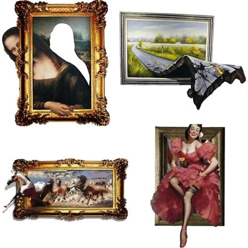 Three Ratels QC396 Creative funny Mona Lisa 3D wall stickers for home decoration accessories for living room