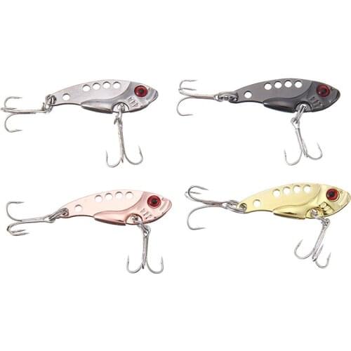 4pcs VIB Crank bait Spinner Spoon Metal Fishing Lures Fish Hooks Crank Baits Tackle Treble Hook Artificial Swimbait Tackle