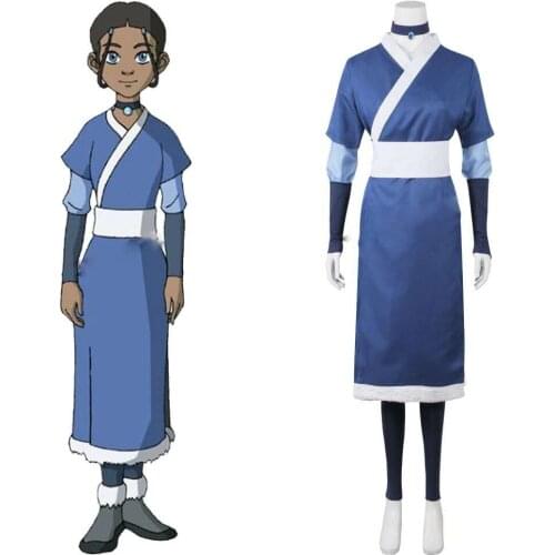 Avatar The Last Airbender Cosplay Katara Cosplay Costume blue suit uniform custom made