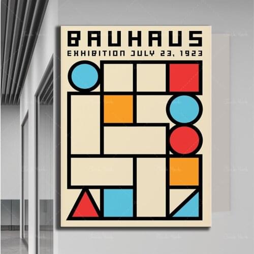 Bauhaus Exhibition Poster Geometric Art Digital Canvas Painting Vintage Style For Living Room Home Decor