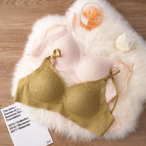 Soft and sexy lace-free rimless lingerie lace gathering and breastfeeding underwear womens summer sweet insert latex bra