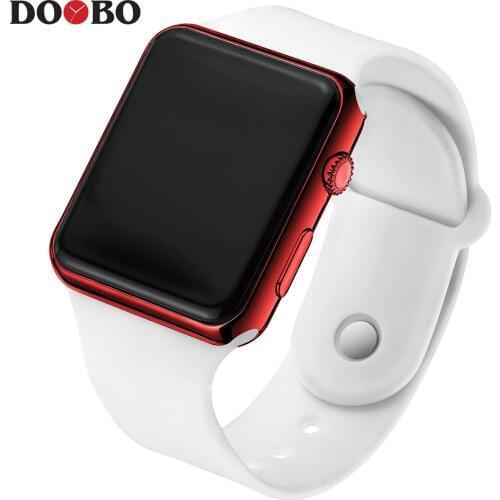 Top Brand Square Mirror Face Silicone Band Digital Watch Red LED Digital Watches Male Female WristWatch Sport Boys Clock Hours