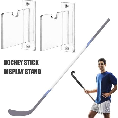2PCS Hockey Stick Holder Acrylic Wall Mount Clear Ice Hockey Stick Display Stand Support Bracket Horizontal Hanger for Home Wall