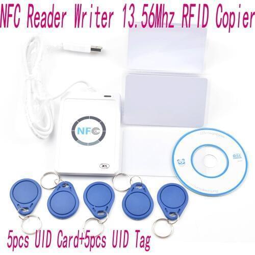 ACR122u NFC Reader Writer 13.56Mhz RFID Copier Duplicator + 5 pcs UID Cards +5pcs UID Tags+ SDK + M-ifare Copy Clone Software