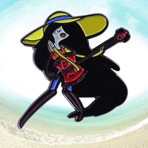 Marceline the Vampire Queen play electric bass enamel pin Pendleton Ward fantasy anime TV Music time brooch badge