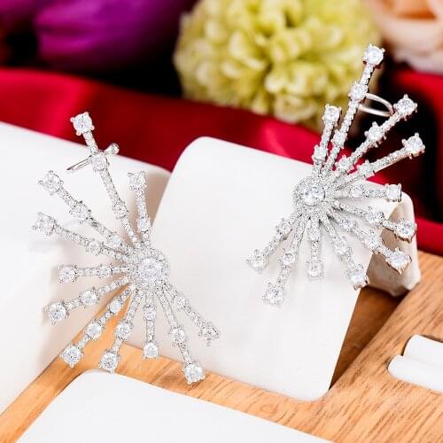 GODKI Luxury Fireworks Statement Earrings For Women Wedding Cubic Zircon Crystal CZ Dubai Bridal Earrings Trendy Jewelry