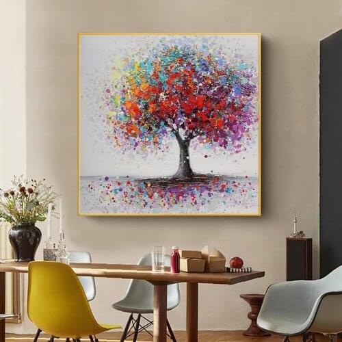Oil Painting On Canvas Handmade Thick Texture Colors Tree Painti Living Room Bedroom Decor Picture Hand Painted Canvas Painting