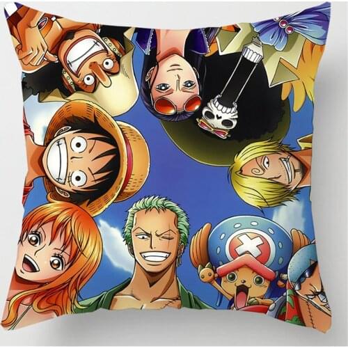 Luffy Print Cushion Cover Short Plush Pillow Covers 3D Anime Throw Pillow Case Sofa Home Decor Polyester Fashion Pillowcase