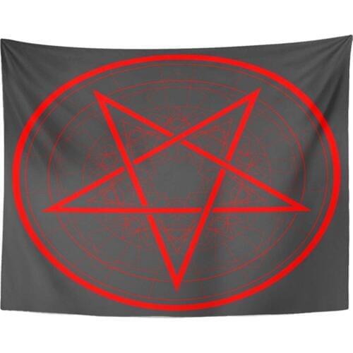 Mandala 60x80 Inches Satan Baphomet Star Reversed Pentagram Satanic Sign Gothic Style Amulet Astrology Decor Wall Hanging