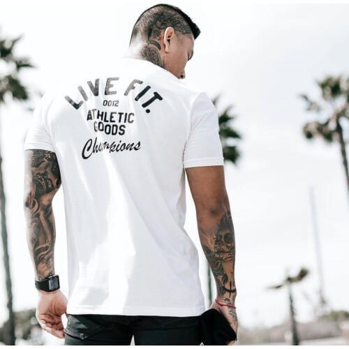 Summer new muscle brothers short sleeve mens fitness T-shirt round collar thin sweat breathable casual jacket