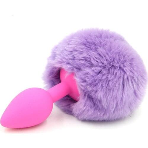 Small Size Siliconel Rabbit Tail Anal Plug Bunny Tail Butt Plug Anal Sex Toys for Women Adult Sex Products Jewelry Dildo