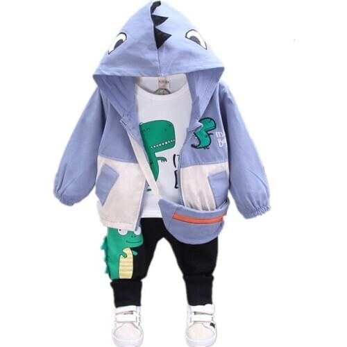 New Spring Autumn Baby Cartoon Clothes Children Cotton Hoodies T-shirt Pants Bag 4Pcs/Set Fashion Toddler Casual Clothing Sets