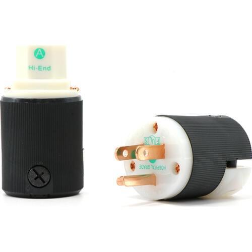 Pair Hi-end Hubbell HBL8215C red copper US version audio power plug,Hifi audio USA AC cord power plug