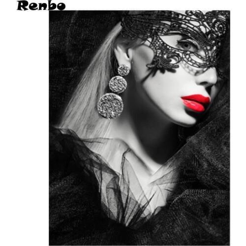 Full Mosaic Diamond Embroidery Rhinestone DIY 5D Cross Stitch mask woman Diamond Painting Beautiful Girl paintings by numbers