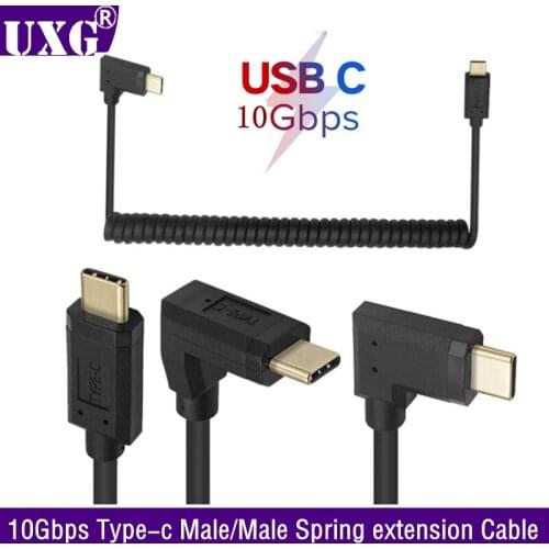 Spring Curved USB3.1 Type-C Male To Male Cable 4K@60Hz 10Gbps USB-C Gen 2 Cord For Macbook Pro Nintendo Oculus Quest 1 2 VR