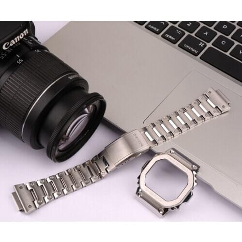Stainless Steel Strap Watch Case Mens Wristband Watch Accessories For Casio G-SHOCK DW5600 5610 GW5000 GW5035 Sports Watch Band