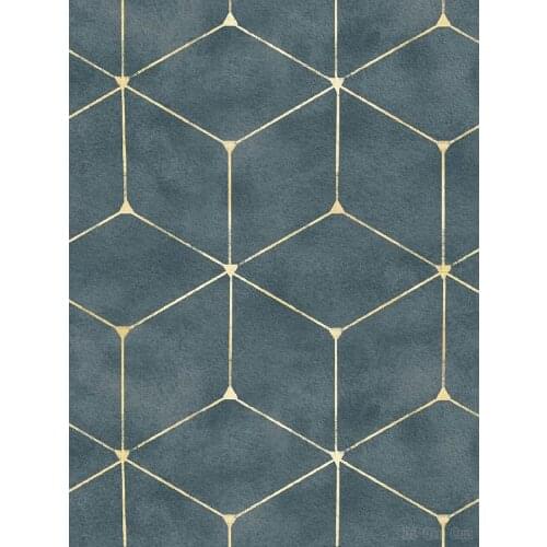 Gold Striped Hexagon Peel And Stick Self-adhesive Trellis Sapphire Geometric Wallpaper Waterpfroof For Bedroom Home Decoration
