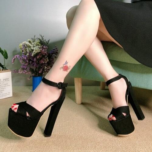 2020 Summer New 17Cm Super High Heel womens Sandals Crude Heel Sexy High Heels Simple Elegant High Heel Sandals Wild Female Shoe