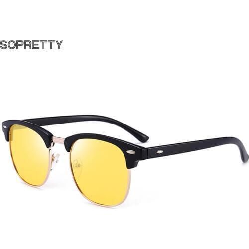 Night Vision Semi-Frame Polarized Sunglasses for Driving , Mens & Womens Matt Half Frame TAC Lens Sun Glasses N110