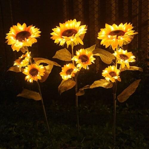 Solar LED Light Garden Outdoor Waterproof Sunflower Lawn Lamps for Pavilion Path Landscape Lights Garden Decoration Lawn Lamp
