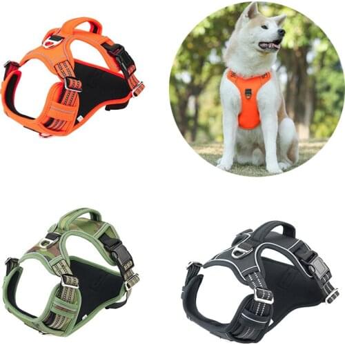Pet Reflective Nylon Dog Harness No Pull Adjustable Medium Large Naughty Dog Vest Safety Vehicular Lead Walking Running