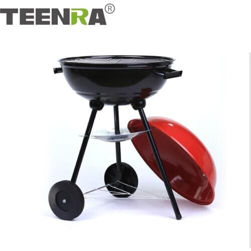 TEENRA Charcoal BBQ Grill Outdoor Round BBQ Grill Backyard Barbecue Grill Garden Picnic Cooking Tools