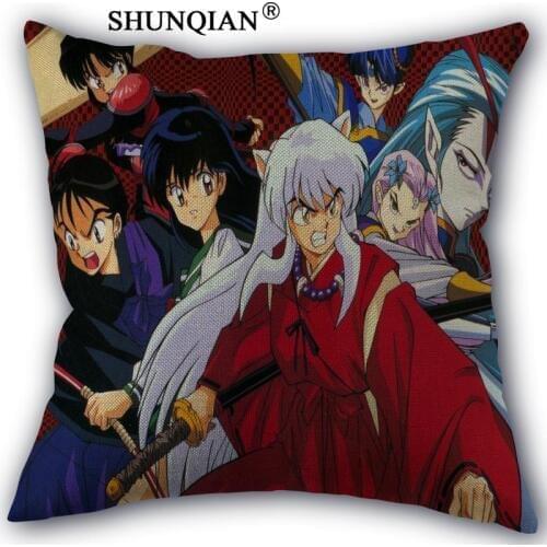 High Quality Cotton Linen InuYasha Anime Pillowcase Wedding Decorative Pillow Case For Home Pillow Cover A10.17