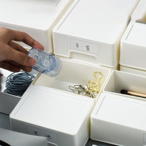 Japanese-style Labelled Storage Drawers Plastic Storage Organizer Makeup Cosmetic Sundries Classification Storage with cover