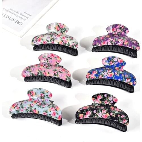 6pcs/Pack 9cm Acrylic Flower Large Hair Claw Clips for Women Fashion Big Hair Claw Clip Set Korean Accessories Hairpin Clamp