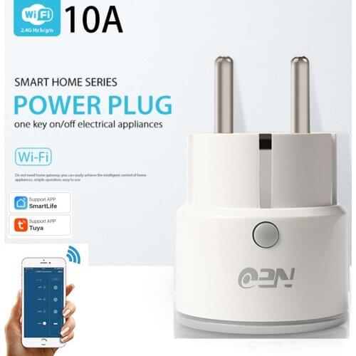 10A Tuya WIFI Plug Smart Life Socket Outlet EU Plug APP Remote Control Smart Plug Workes With Alexa Echo And Google Home