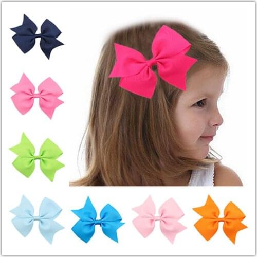 2pcs/set Lovely Handmade Dovetail Bows Toddler Bangs Hairpins Solid Color Grosgrain Ribbon Bowknot Hair Clips Kids Accessories