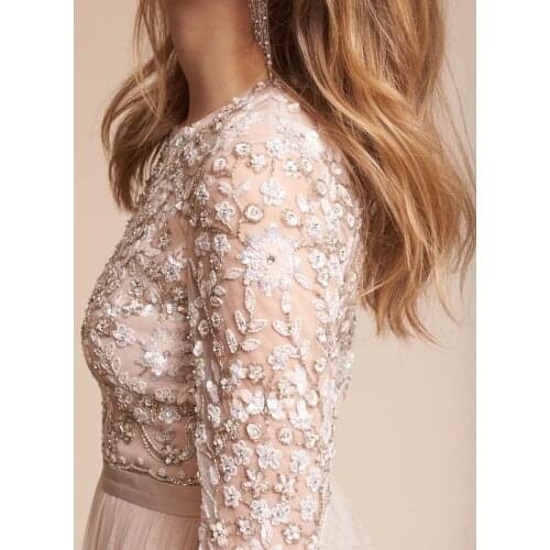 2019 Luxury Beads Ivory White Lace Applique Long Sleeve Wedding Bolero Jacket Bridal Wrap Shawl Custom Size Jackets