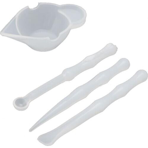 4Pcs Silicone Mixing Cups Stirrers Spoon Scraper DIY Resin Jewelry Tools Kit