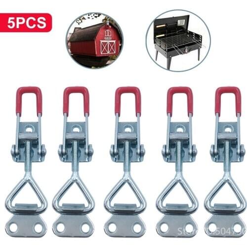 5pcs Loaded Toggle Latch Spring Stainless Catches Case Box Hasp Lock Durable Galvanized Iron Silver Adjustable Latch Catches