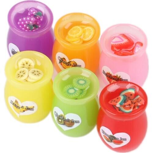 6pcs/set Dollhouse Miniature food Fruit jam Bottle Play Mini Food For Dollhouse Kitchen Toys