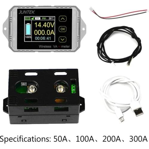 DC 120V 50A 100A 200A 300A Wireless Ammeter Voltage coulmeter KWh Watt Car Battery Meter Power Monitoring Capacity Tester