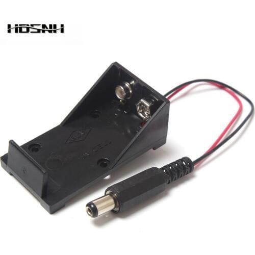 9V Battery Box With DC Plug 2.1*5.5mm 6F22 Connector Coupler Battery Holder With Lead Wire For Soldering Connecting